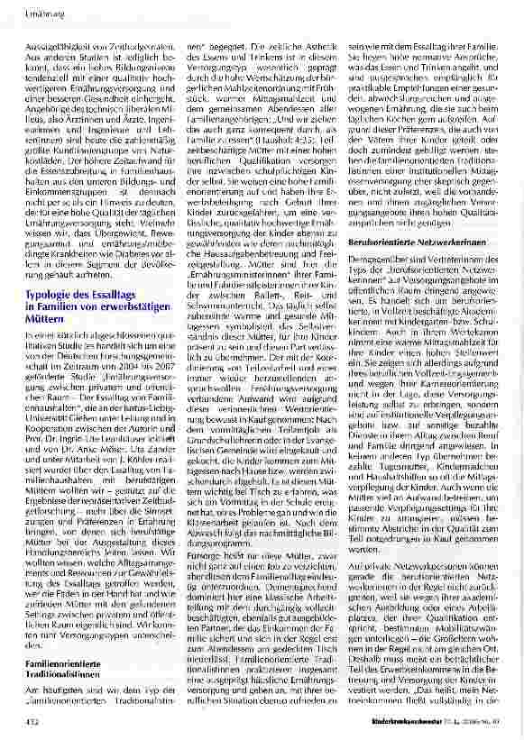 Vorschauseite 2: Mahlzeit und guten Appetit! Der Essalltag von Familien berufstätiger Mütter