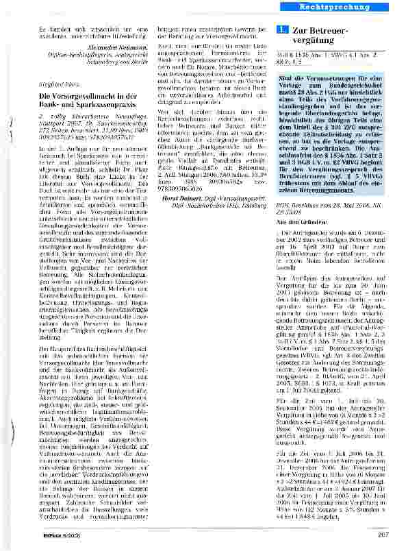 Vorschauseite 1: Zur Betreuervergütung BGB § 1836 Abs. 1; VBVG § 1 Abs. 2,§§ 2, 4, 5