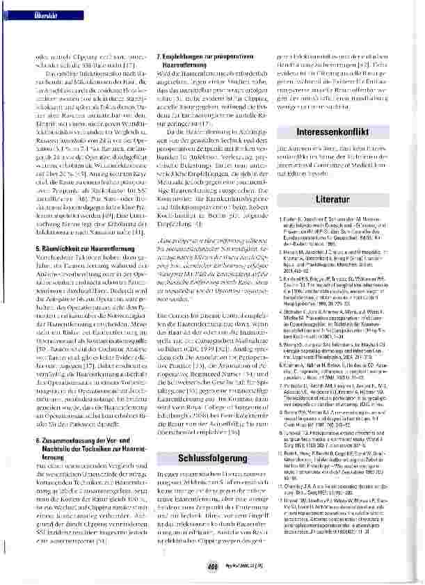 Vorschauseite 5: Prävention von postoperativen Wundinfektionen, Teil 1: Präoperative Maßnahmen - Einfluss der Haarentfernung