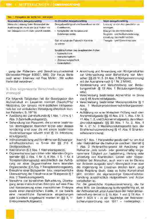 Vorschauseite 2: Delegation ärztlicher Tätigkeiten auf nichtärztliches Personal