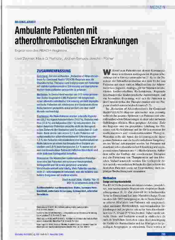 Vorschauseite 1: Ambulante Patienten mit atherothrombotischen Erkrankungen