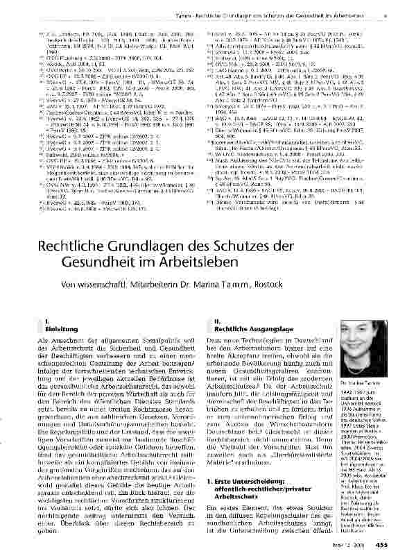 Vorschauseite 1: Rechtliche Grundlagen des Schutzes der Gesundheit im Arbeitsleben