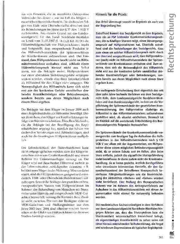 Vorschauseite 3: Zum Anspruch auf Versorgung mit Hüftprotektoren