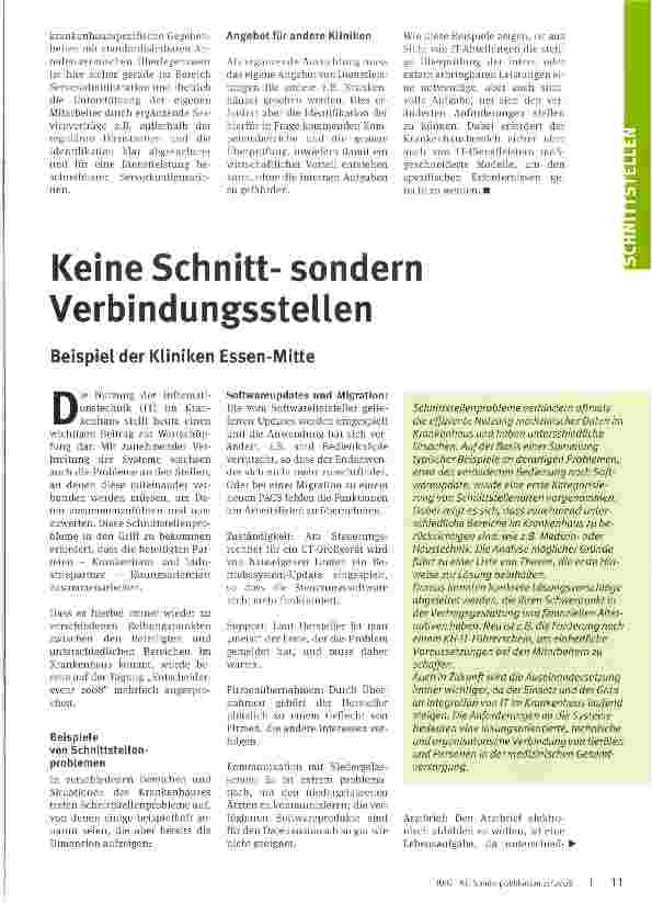 Vorschauseite 1: Keine Schnittsondern VerbindungsstellenBeispiel der Kliniken Essen-Mitte