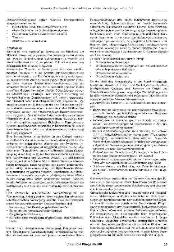 Vorschauseite 3: Rheumatoide Arthritis und Psoriasisarthritis Auswirkungen auf den Fuß