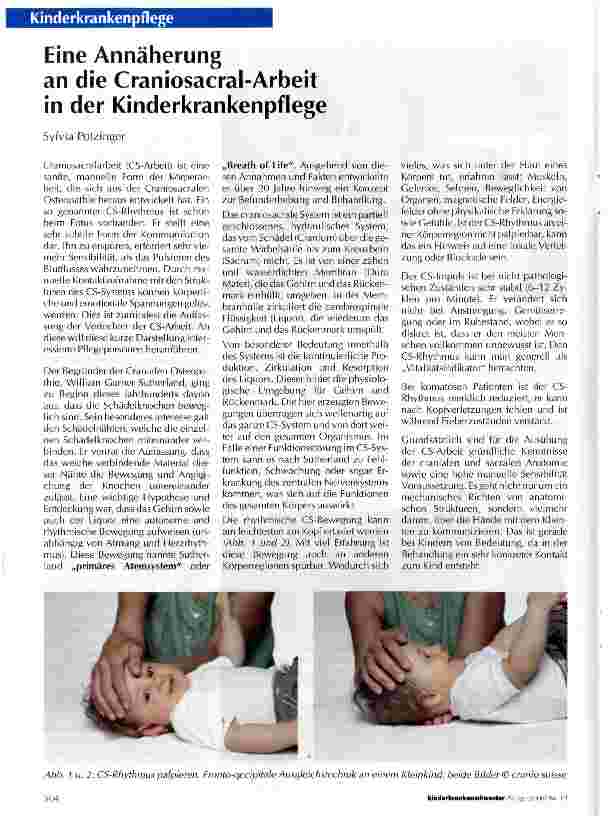 Vorschauseite 1: Eine Annäherung an die Craniosacral-Arbeit in der Kinderkrankenpflege