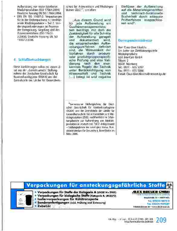 Vorschauseite 3: Zertifizierung nach DIN EN ISO 13485 im Geltungsbereich „Aufbereitung - wichtige Aspekte aus Sicht einer Zertifizierungsstelle