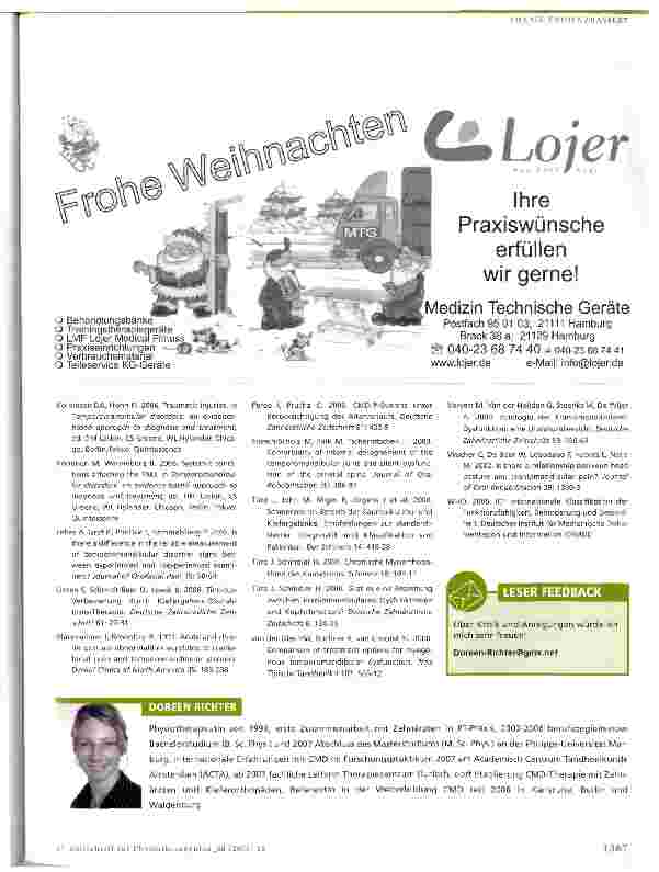 Vorschauseite 6: Evidenzbasierte Physiotherapie bei kraniomandibulären Dysfunktionen (CMD)CMD in Anamnese und Diagnostik - Teil 1