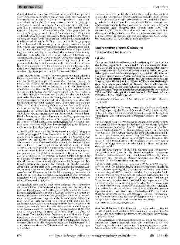 Vorschauseite 1: Eingruppierung eines Oberarztes