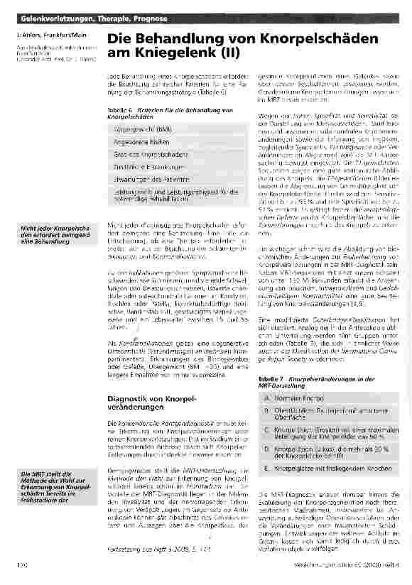 Vorschauseite 1: Die Behandlung von Knorpelschäden am Kniegelenk (II)