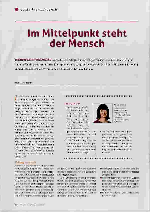 Vorschauseite 1: Im Mittelpunkt steht der Mensch