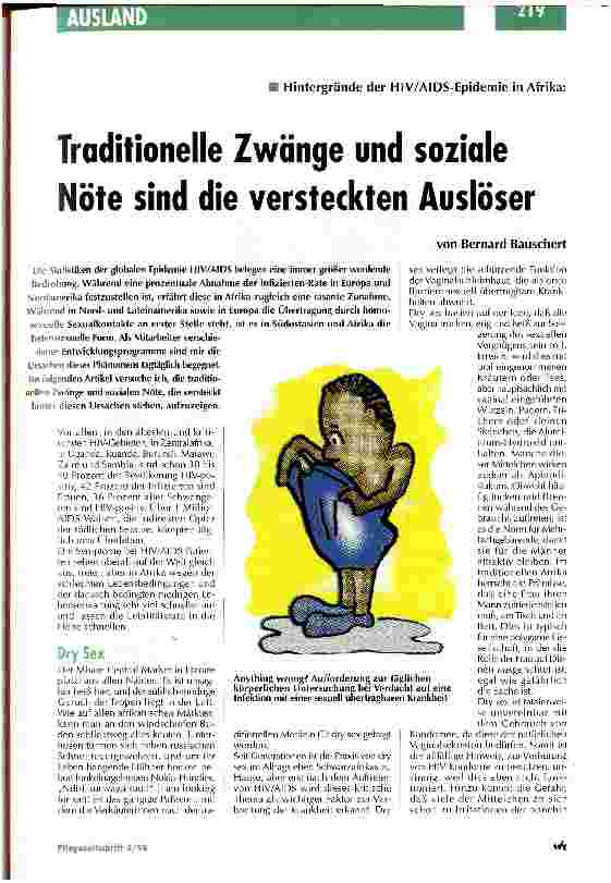 Vorschauseite 1: Hintergründe der HIV/AIDS-Epidemie in Afrika: Traditionelle Zwänge und soziale Nöte sind die versteckten Auslöser