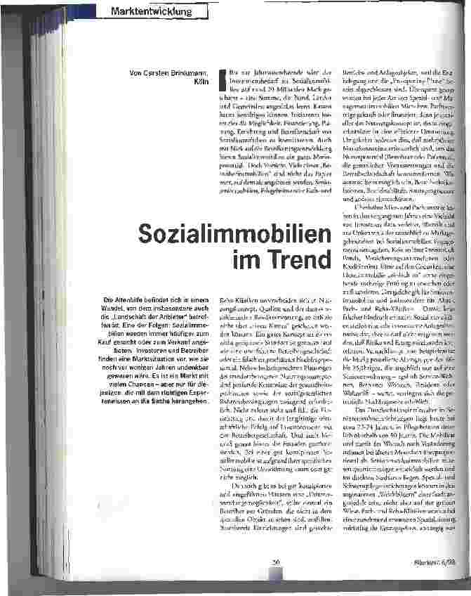 Vorschauseite 1: Sozialimmobilien im Trend
