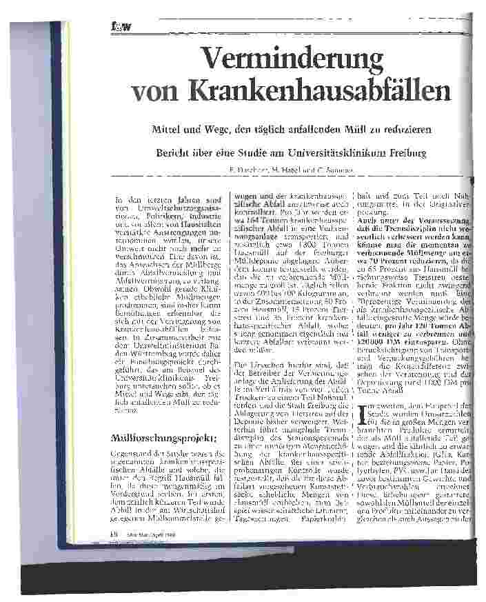 Vorschauseite 1: Verminderung von Krankenhausabfällen Mittel und Wege, den täglichen anfallenden Müll zu reduzieren