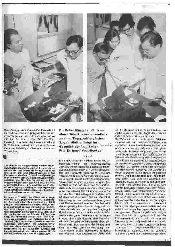 Vorschauseite 1: Die Thorax-chirurgische Spezialklinik Heidelberg-Rohrbach Die Entwicklung der Klinik Gespräch mit Prof.Dr. Vogt-Moykopf