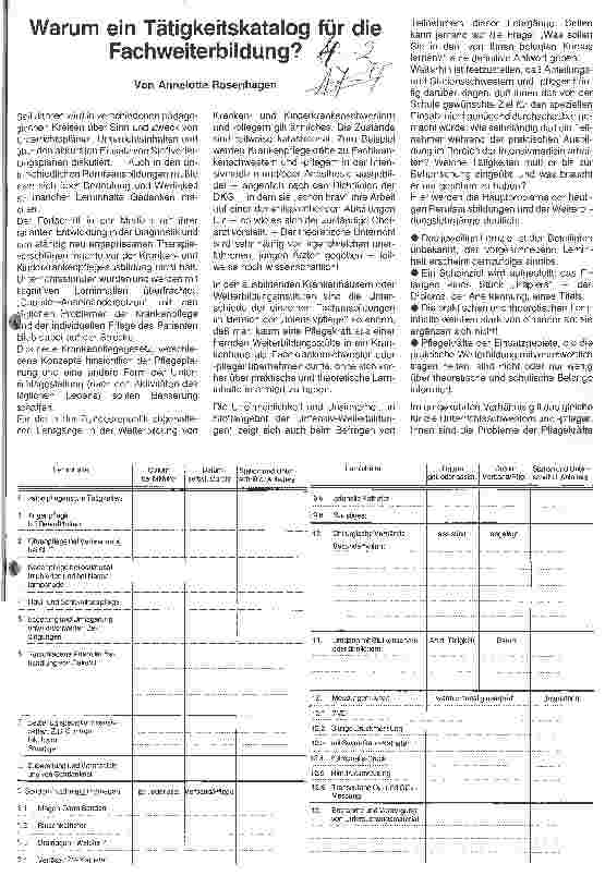 Vorschauseite 1: Warum ein Tätigkeitskatalog für die Fachweiterbildung