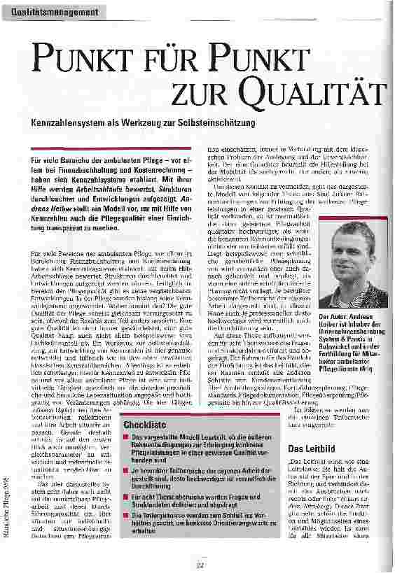 Vorschauseite 1: Punkt für Punkt zur Qualität Kennzahlensystem als Werkzeug zur Selbsteinschätzung