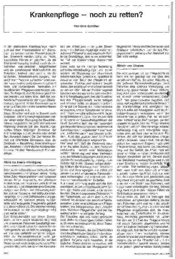 Vorschauseite 1: Krankenpflege - noch zu retten?