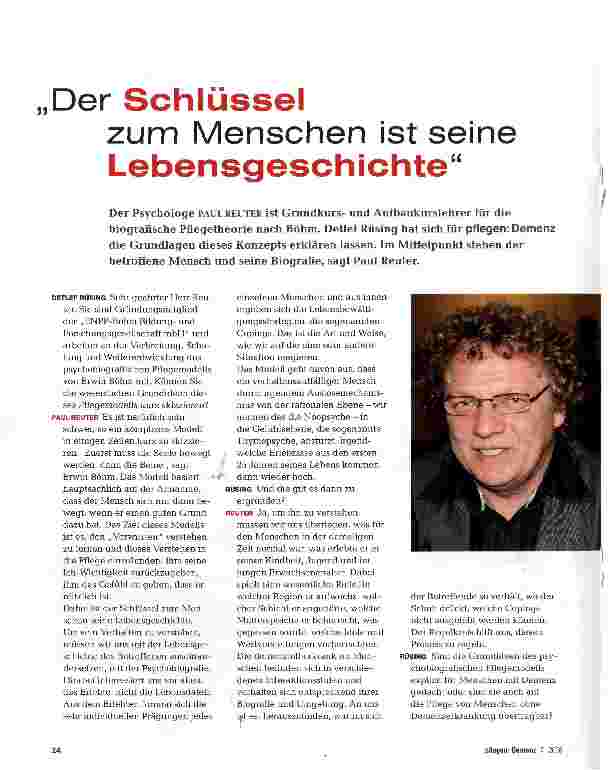 Vorschauseite 1: „Der Schlüssel zum Menschen ist seine Lebensgeschichte