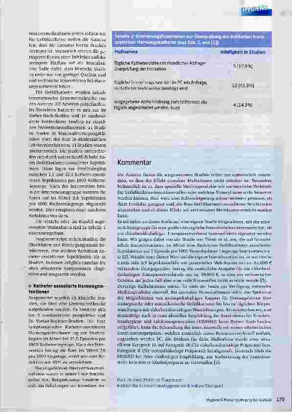 Vorschauseite 2: Neue Strategien zur Prävention Katheter-assoziierter Infektionen: Zentrale Venenkatheter und transurethrale Harnblasenkatheter
