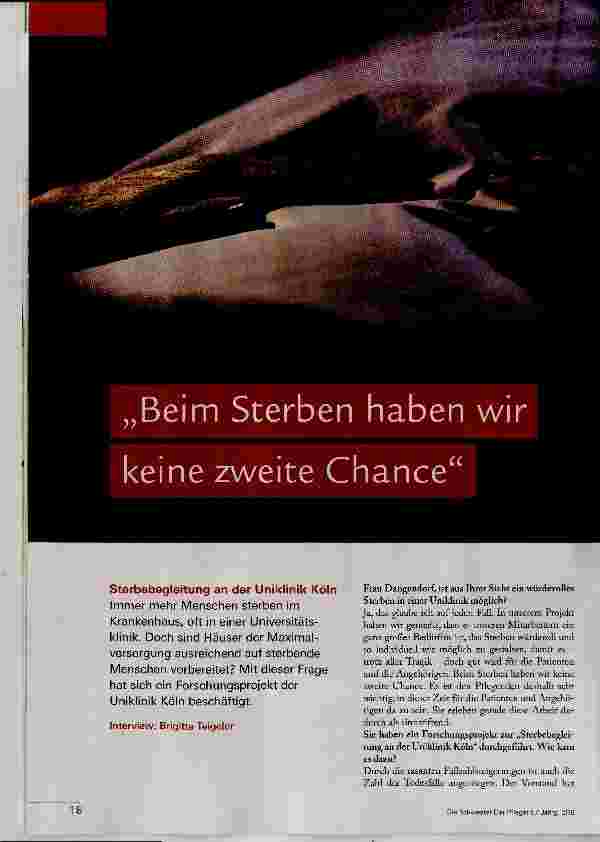 Vorschauseite 1: Beim Sterben haben wir keine zweite Chance