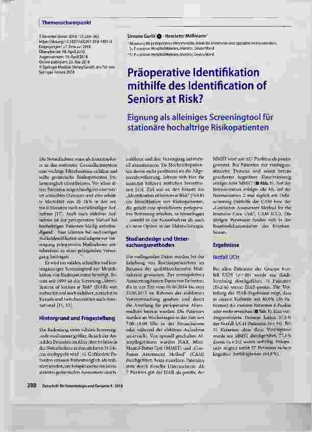 Vorschauseite 1: Präoperative Identifikation mithilfe des Identification of Seniors at Risk?