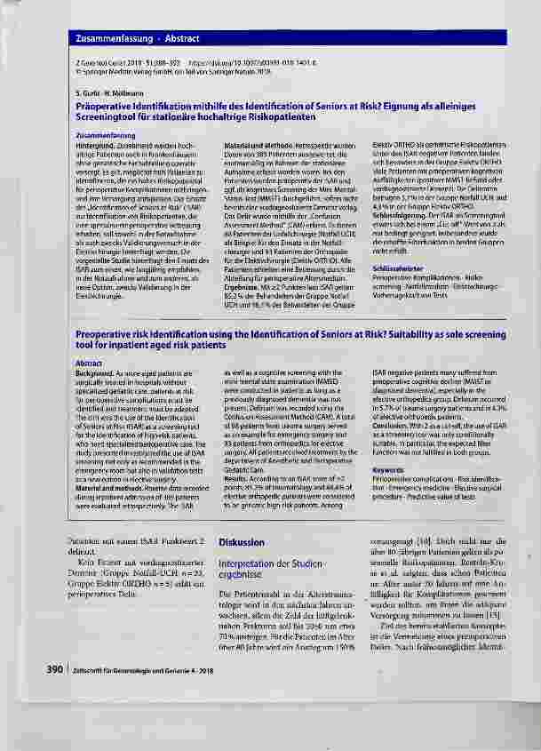 Vorschauseite 3: Präoperative Identifikation mithilfe des Identification of Seniors at Risk?