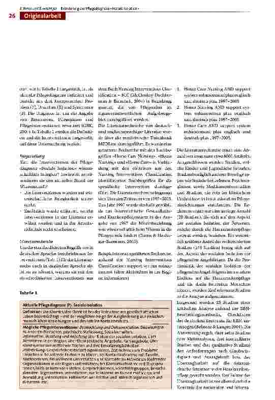 Vorschauseite 2: Evaluierung von Interventionen aufgrund der Pflegediagnose «Soziale Isolation» und Anwendung der Methode Evidence based Nursing