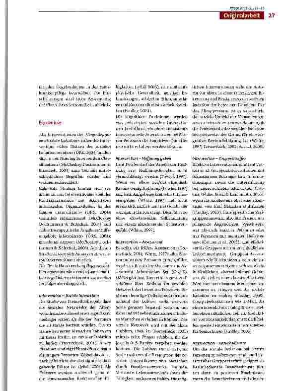 Vorschauseite 3: Evaluierung von Interventionen aufgrund der Pflegediagnose «Soziale Isolation» und Anwendung der Methode Evidence based Nursing