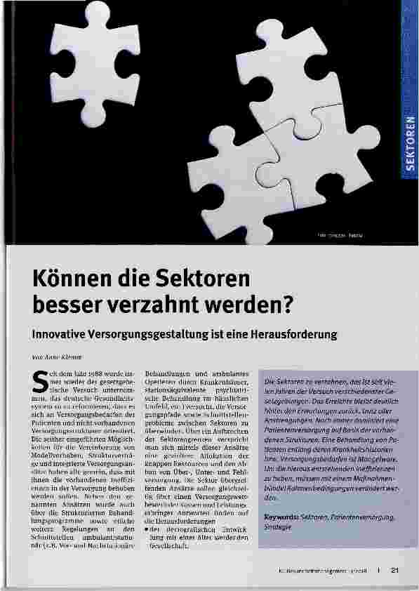 Vorschauseite 1: Können die Sektoren besser verzahnt werden?