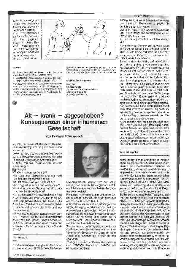 Vorschauseite 1: Alt-krank-abgeschlossen? Konsequenzen einer inhumanen Gesellschaft in der Krankenpflege