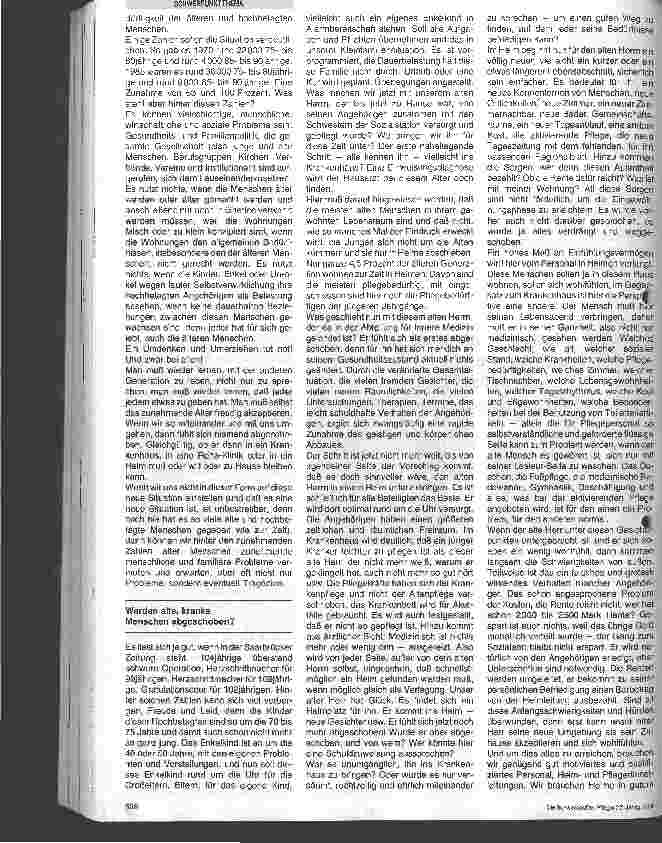 Vorschauseite 2: Alt-krank-abgeschlossen? Konsequenzen einer inhumanen Gesellschaft in der Krankenpflege
