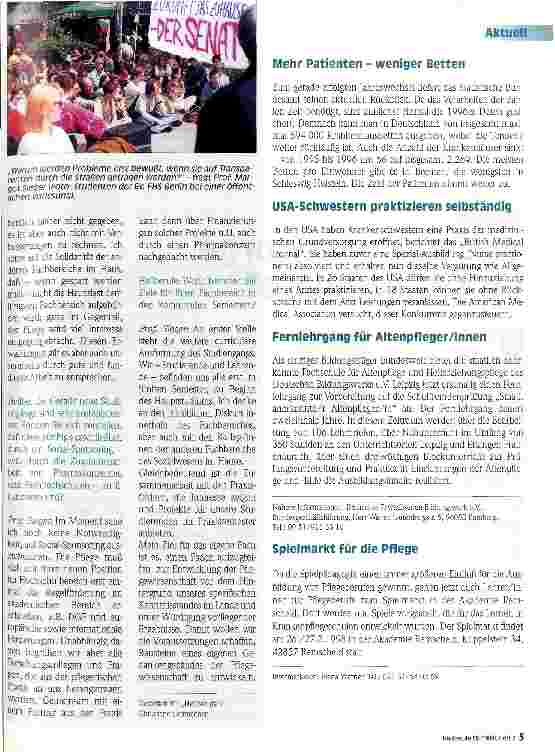 Vorschauseite 2: Wer bezahlt das Pflegestudium? Drei Fragen an Prof. Margot Sieger