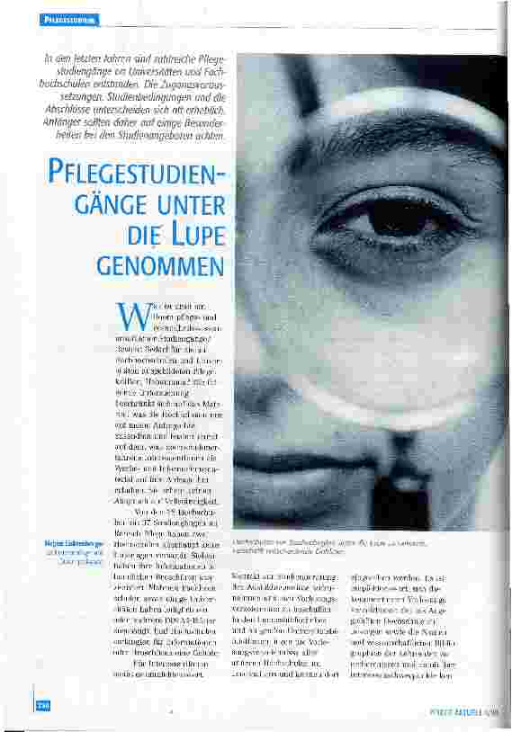 Vorschauseite 1: Pflegestudiengänge unter die Lupe genommen