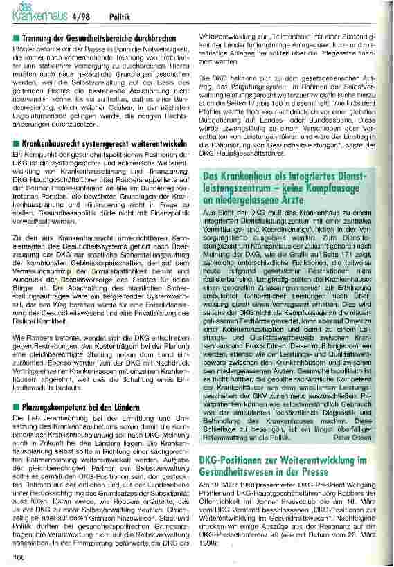 Vorschauseite 2: Beschäftigung sichern mit integrierten Strukturen Positionen der DKG zur Weiterentwicklung im Gesundheitswesen