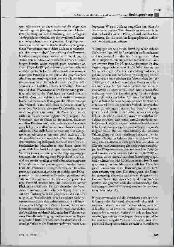 Vorschauseite 3: Zur Überwachungspflicht in einer psychiatrischen Einrichtung