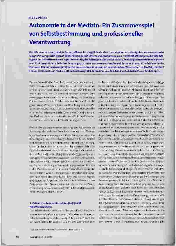 Vorschauseite 1: Autonomie in der Medizin: Ein Zusammenspiel von Selbstbestimmung und professioneller Verantwortung