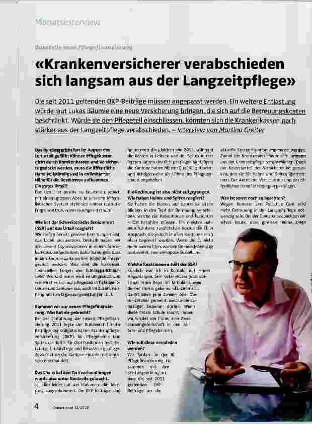 Vorschauseite 1: Krankenversicherer verabschieden sich langsam aus der Langzeitpflege