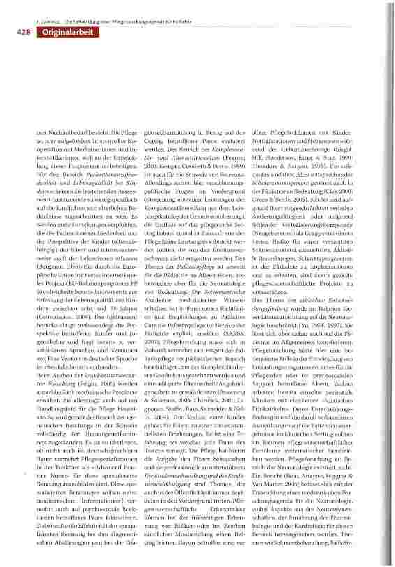 Vorschauseite 6: Die Entwicklung einer Pflegeforschungsagenda für die Pädiatrie für die Jahre 2007 bis 2017 als Teil der nationalen «Swiss Research Agenda for Nursing»