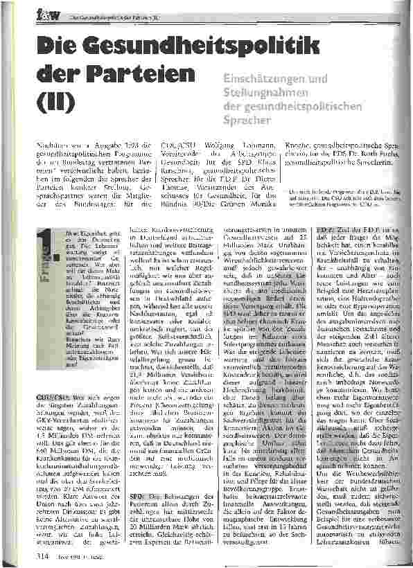 Vorschauseite 1: Die Gesundheitspolitik der Parteien (II)