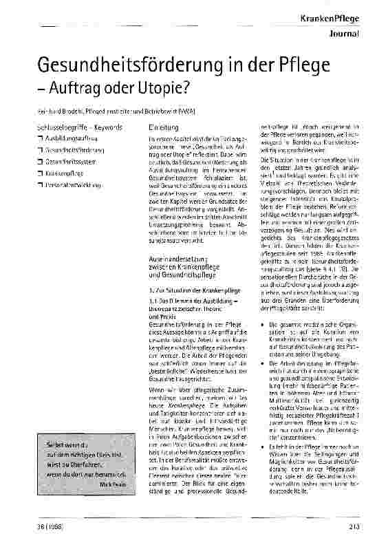 Vorschauseite 1: Gesundheitsförderung in der Pflege
