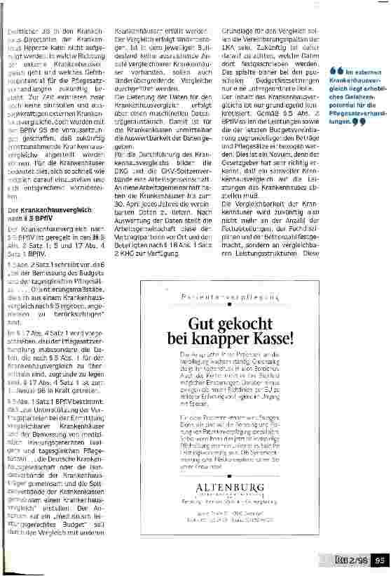 Vorschauseite 4: Der Krankenhausvergleich - Damoklesschwert oder Segen für die Krankenhäuser? Gefahrenpotential für künftige Pflegesatzverhandlungen