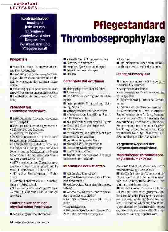 Vorschauseite 1: Pflegestandard: Thromboseprophylaxe