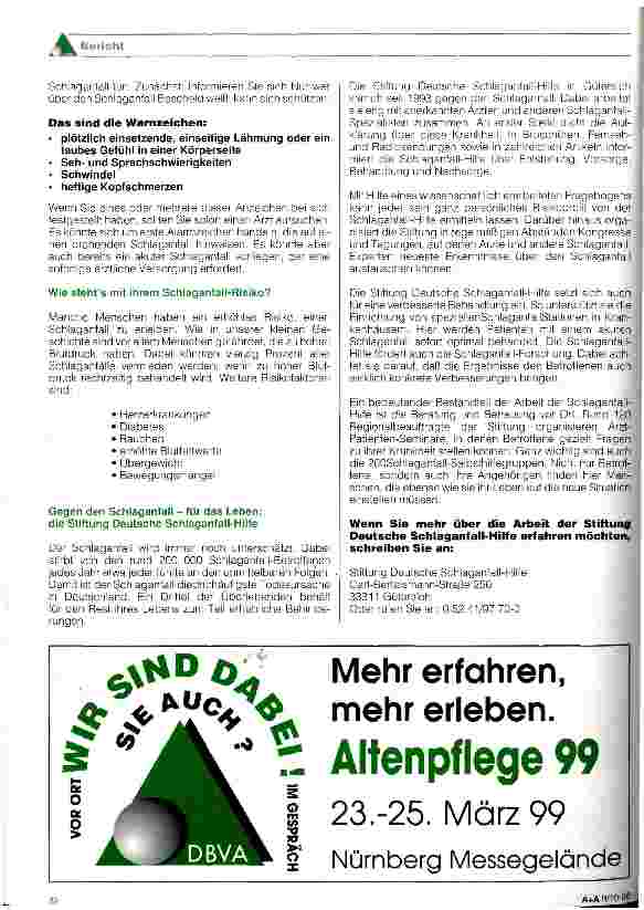 Vorschauseite 2: Für aktive Vorsorge ist es nie zu spät Auch im Alter kann man sich noch wirksam schützen