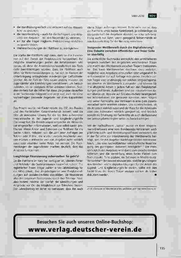 Vorschauseite 3: Freiplatzmeldungen auf „Soziales im Netz: ein digitaler Service für die Jugendund Eingliederungshilfe