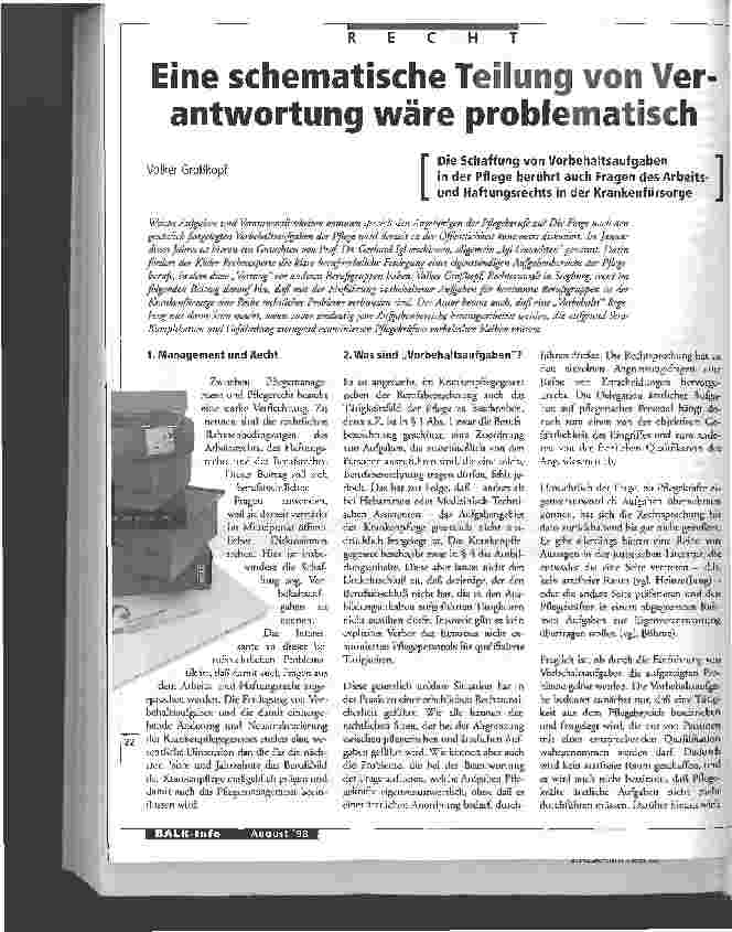 Vorschauseite 1: Eine schematische Teilung von Verantwortung wäre problematisch