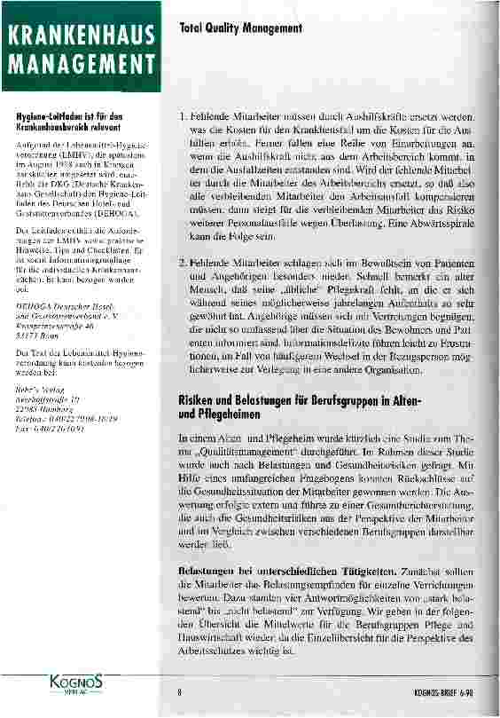 Vorschauseite 2: Gesundheitsförderung am Arbeitsplatz - Ergebnisse einer Studie in einem Altenund Pflegeheim