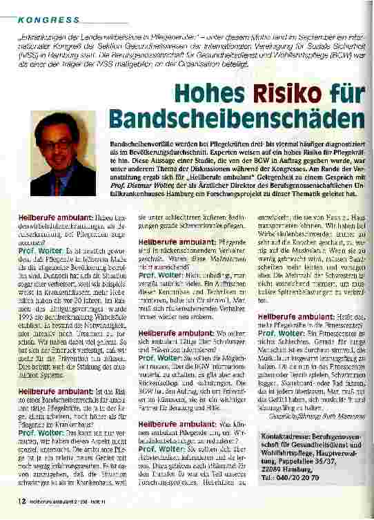 Vorschauseite 1: Hohes Risiko für Bandscheibenschäden