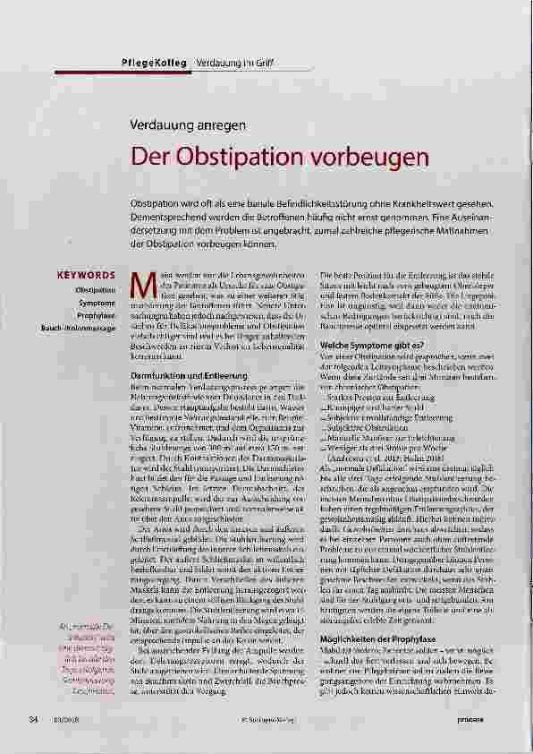 Vorschauseite 1: Der Obstipation Vorbeugen
