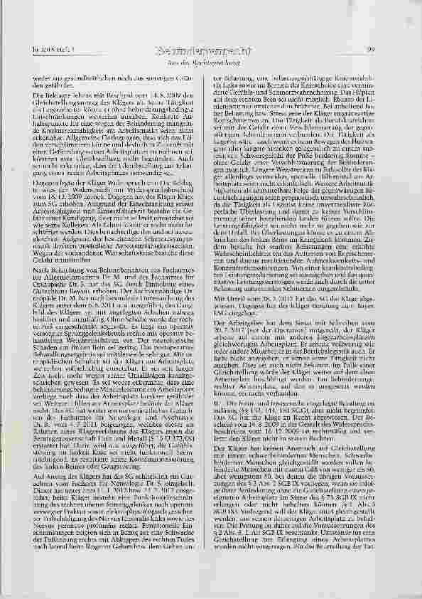 Vorschauseite 2: SGB IX § 2 Keine Gleichstellung mit einem schwerbehinderten Menschen bei fehlender Gefährdung des Arbeitsplatzes